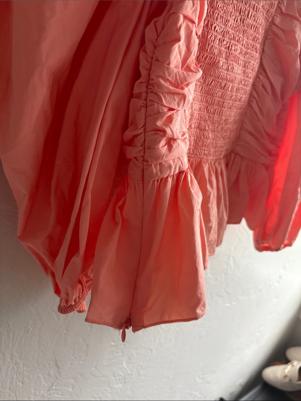 Zara Peach Puff Sleeve Ruched Sweetheart Crop Top - Picture 5 of 6